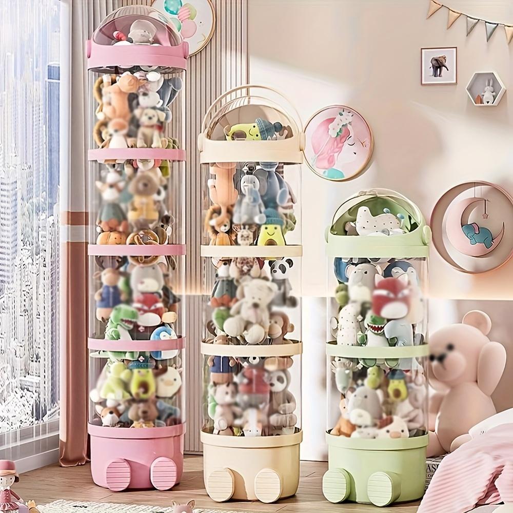 Stackable Plush Toy Storage Box With Drawer Transparent PET Material Zipper And Lid Closure