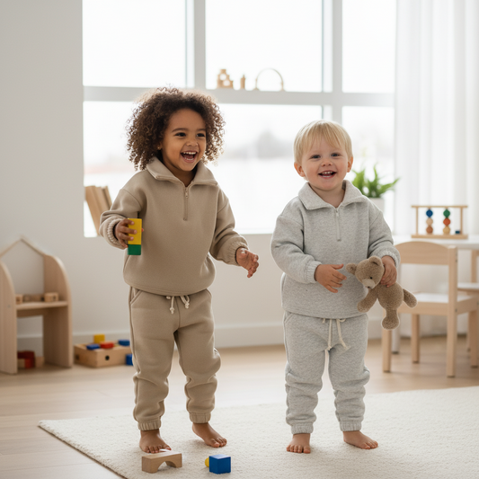 Zipper Collar Polo Shirt & Leggings Casual Set – Trendy Kids Outfit