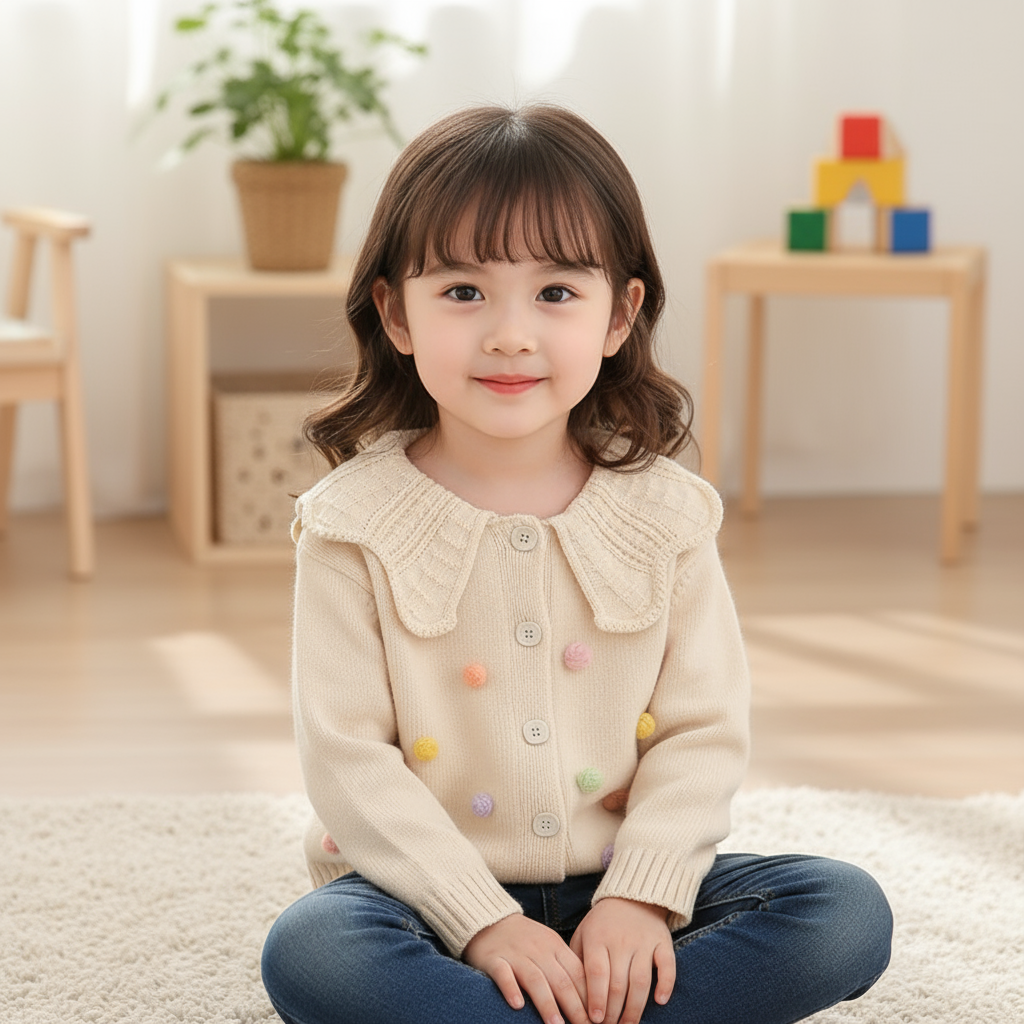 Baby/Toddler Western‑Style Long‑Sleeve Knitted Coat Sweater – Autumn & Winter Warm