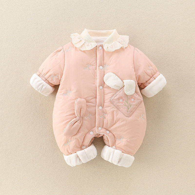 Cute Thick Baby Jumpsuit for Girls – Warm Winter Romper Outfit