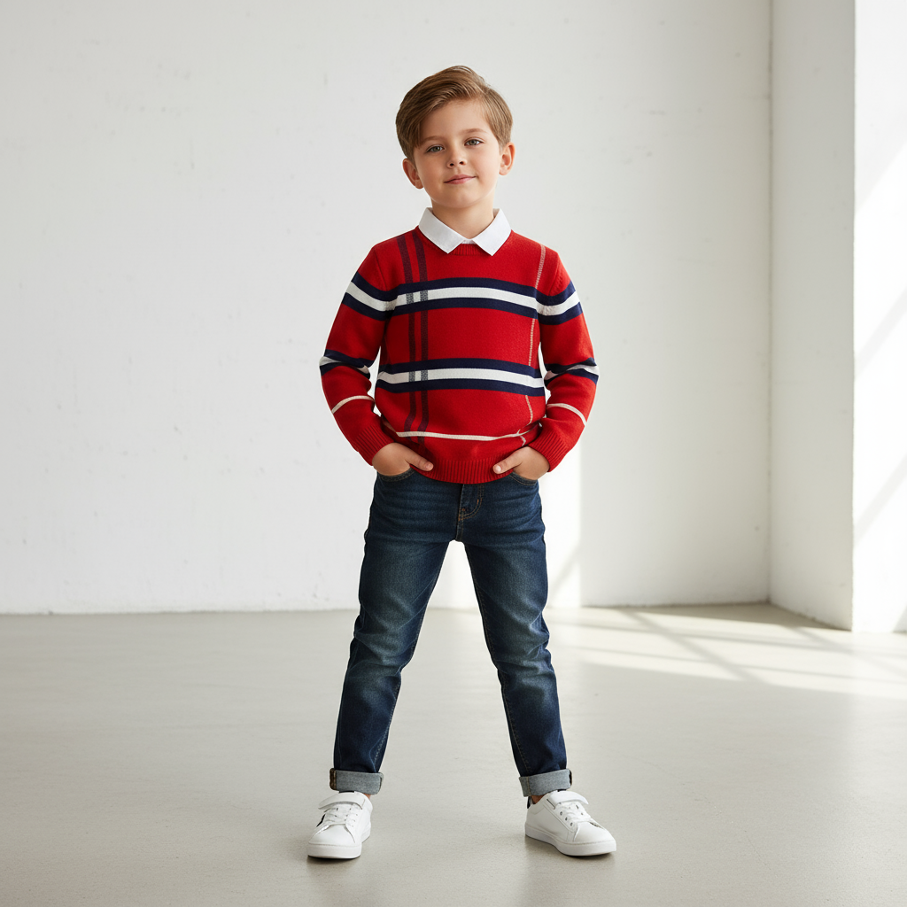 Boys plaid jacquard sweater