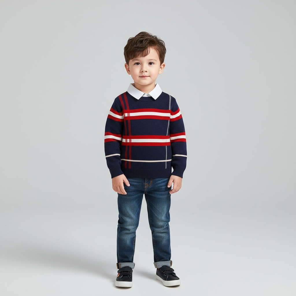 Boys plaid jacquard sweater