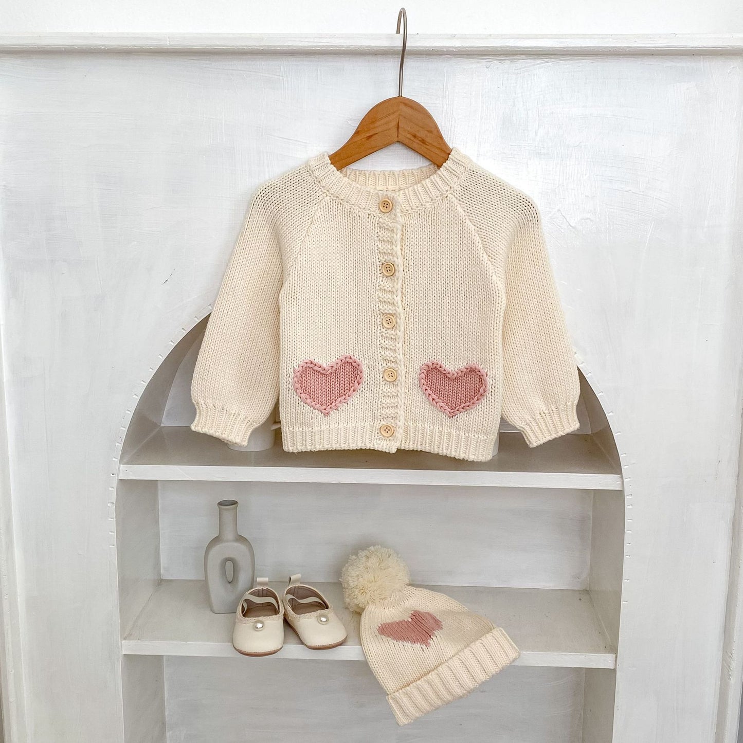 Baby Cardigan & Hat Set – Soft Cotton Knit Newborn Outfit