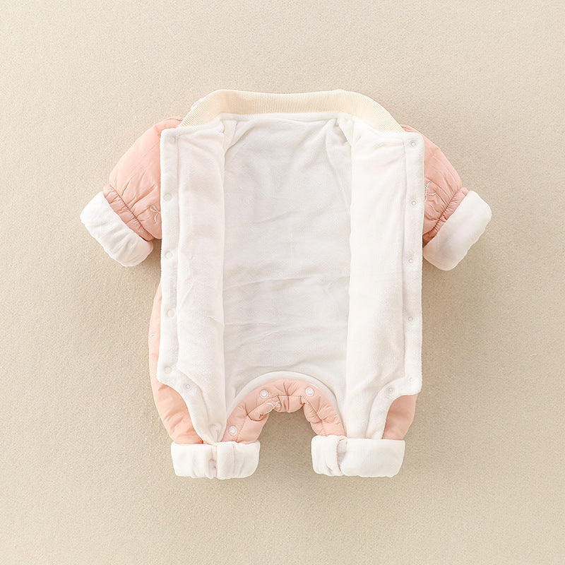 Cute Thick Baby Jumpsuit for Girls – Warm Winter Romper Outfit