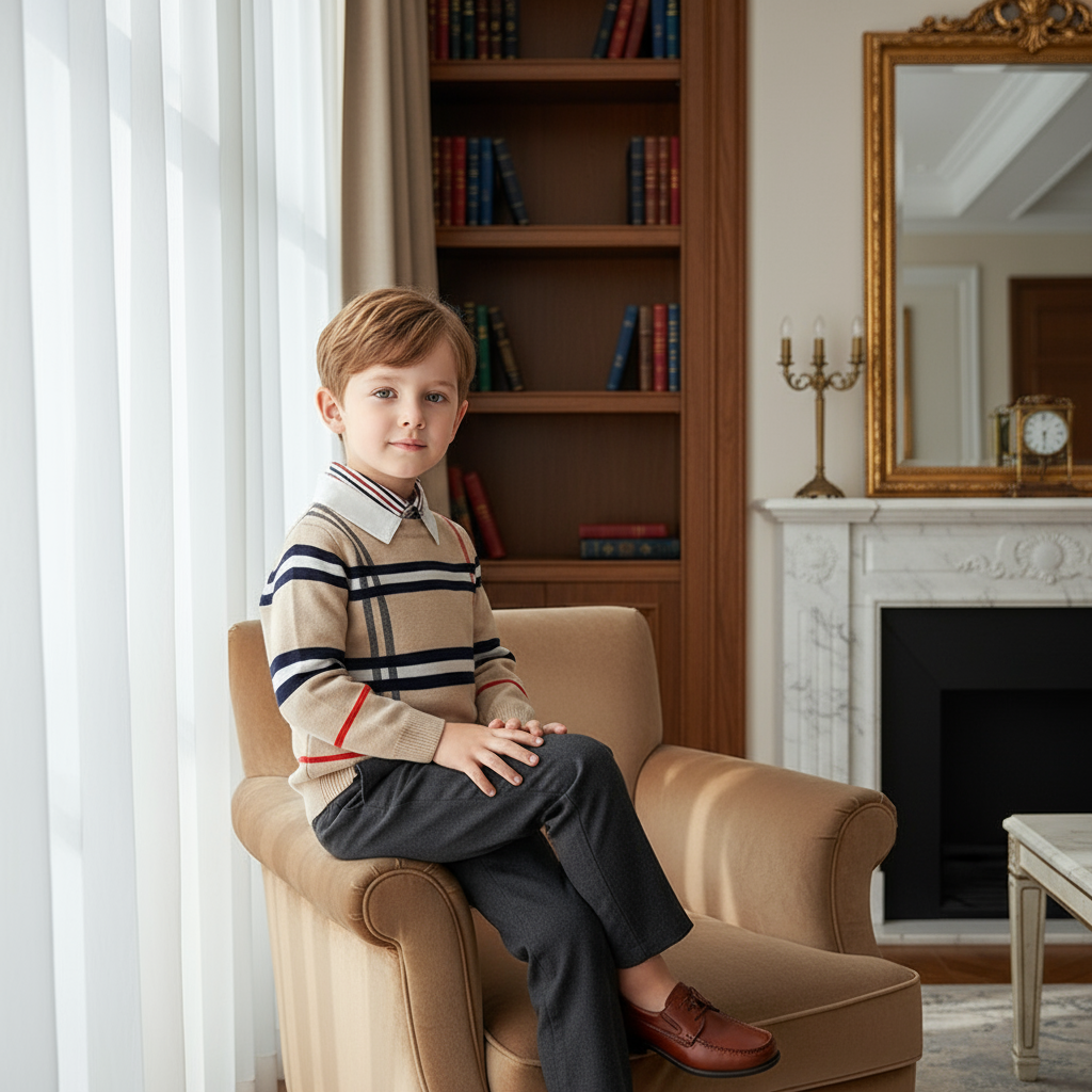 Boys plaid jacquard sweater