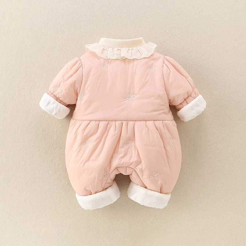 Cute Thick Baby Jumpsuit for Girls – Warm Winter Romper Outfit
