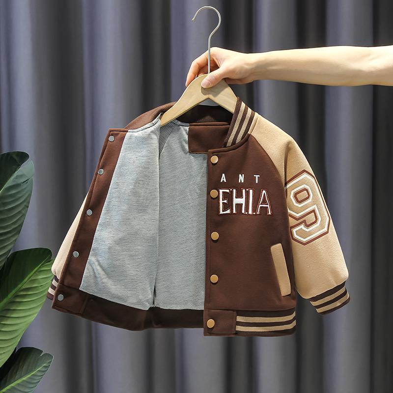 Toddler Boys Varsity Jacket – Stylish Letterman Coat with Embroidered Patch Design