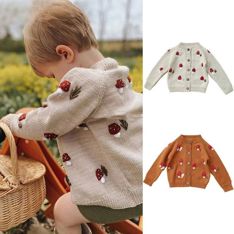 Hand Embroidered Mushroom Knitted Cardigan