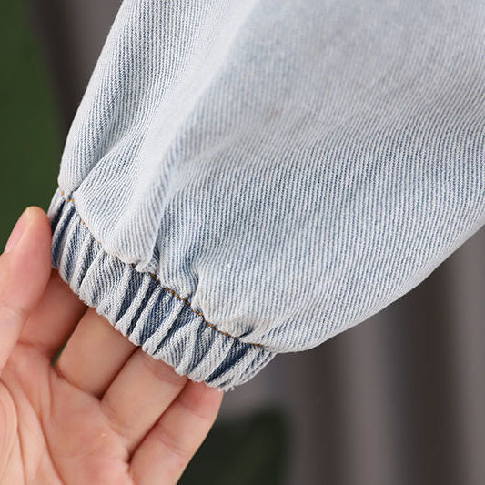 Girls’ Denim Jacket with Polo Collar – Stylish Long-Sleeve Outerwear for Kids