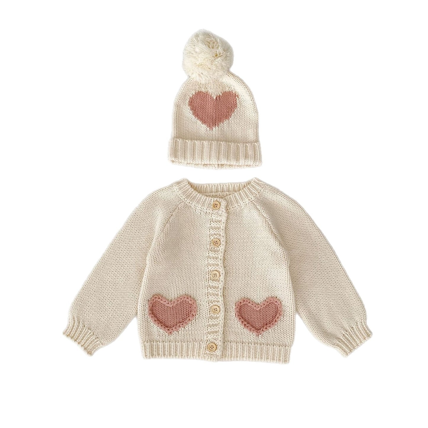 Baby Cardigan & Hat Set – Soft Cotton Knit Newborn Outfit