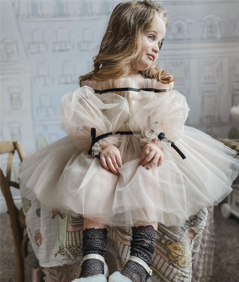Tulle Puff Sleeve Dress