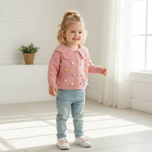 Baby/Toddler Western‑Style Long‑Sleeve Knitted Coat Sweater – Autumn & Winter Warm