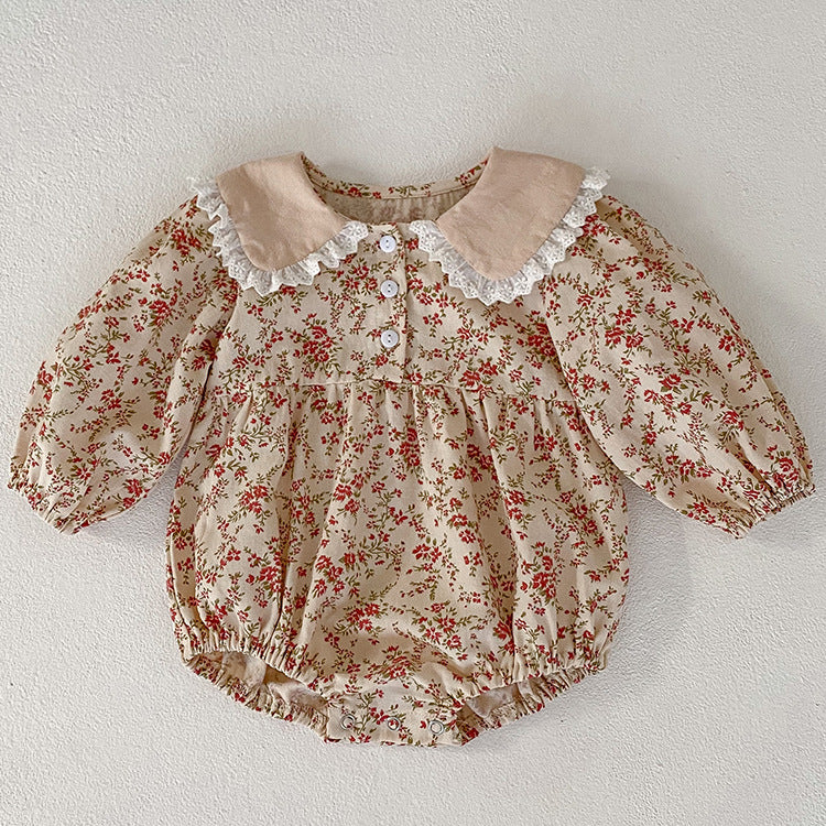 Girl Floral Doll Collar Long Sleeve Dress