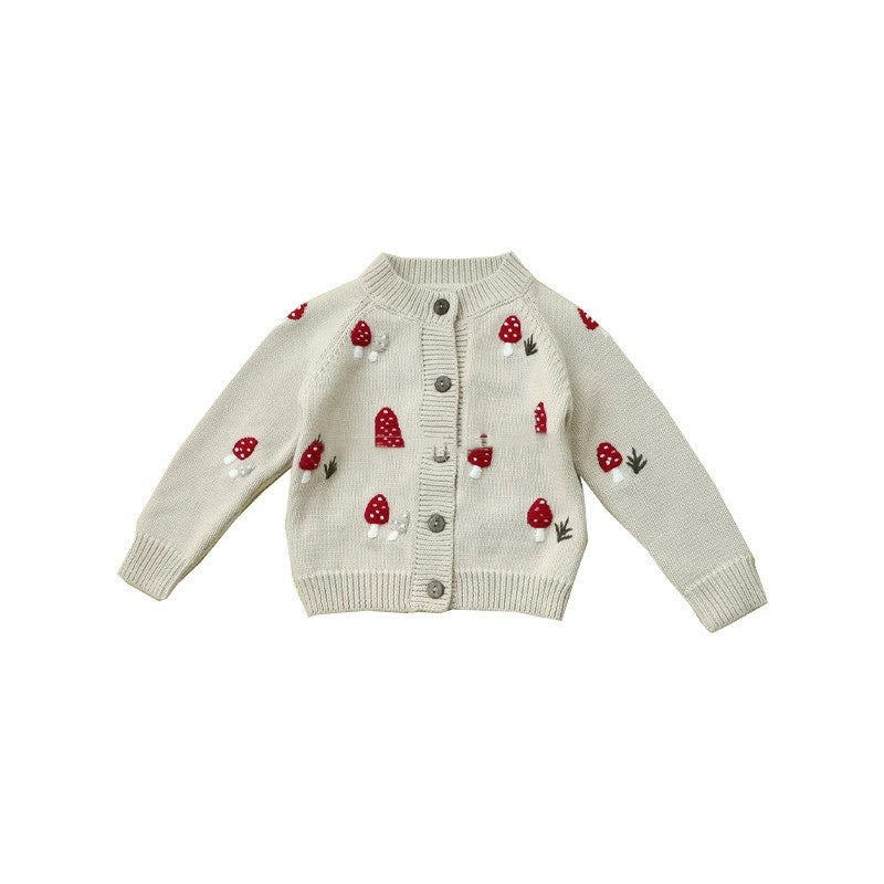 Hand Embroidered Mushroom Knitted Cardigan