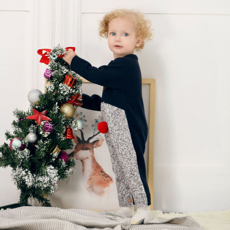 Knitted cartoon deer romper Christmas sweater