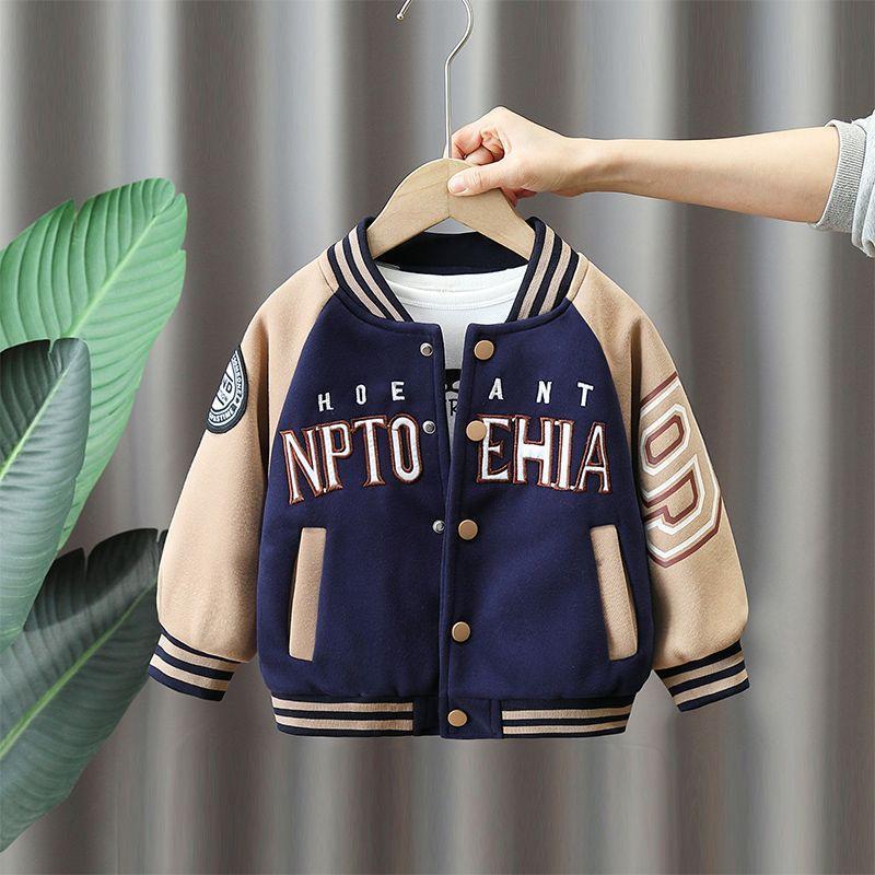 Toddler Boys Varsity Jacket – Stylish Letterman Coat with Embroidered Patch Design