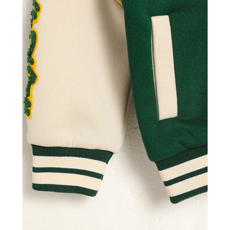 Trendy Embroidery Letters Print Jacket Baseball Collar Sports Children's Wear