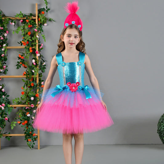 Girls' Halloween Trolls Anime Dress Costume