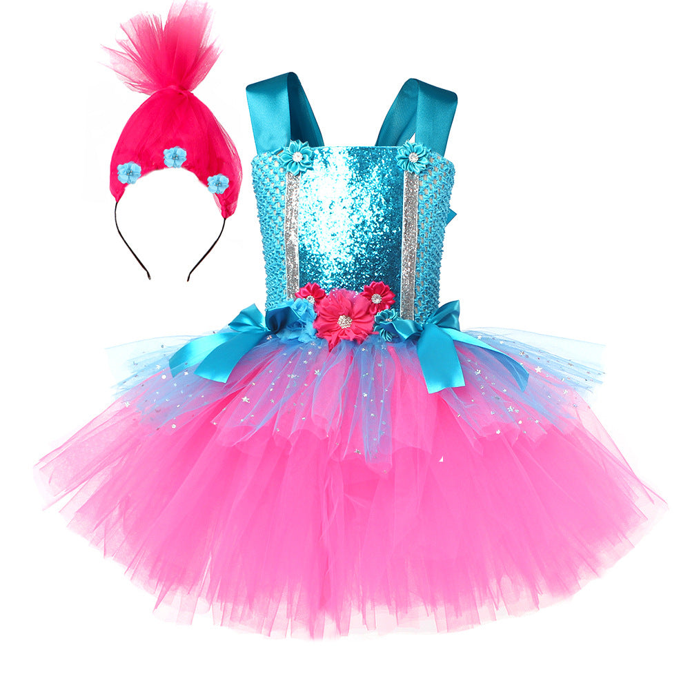 Girls' Halloween Trolls Anime Dress Costume