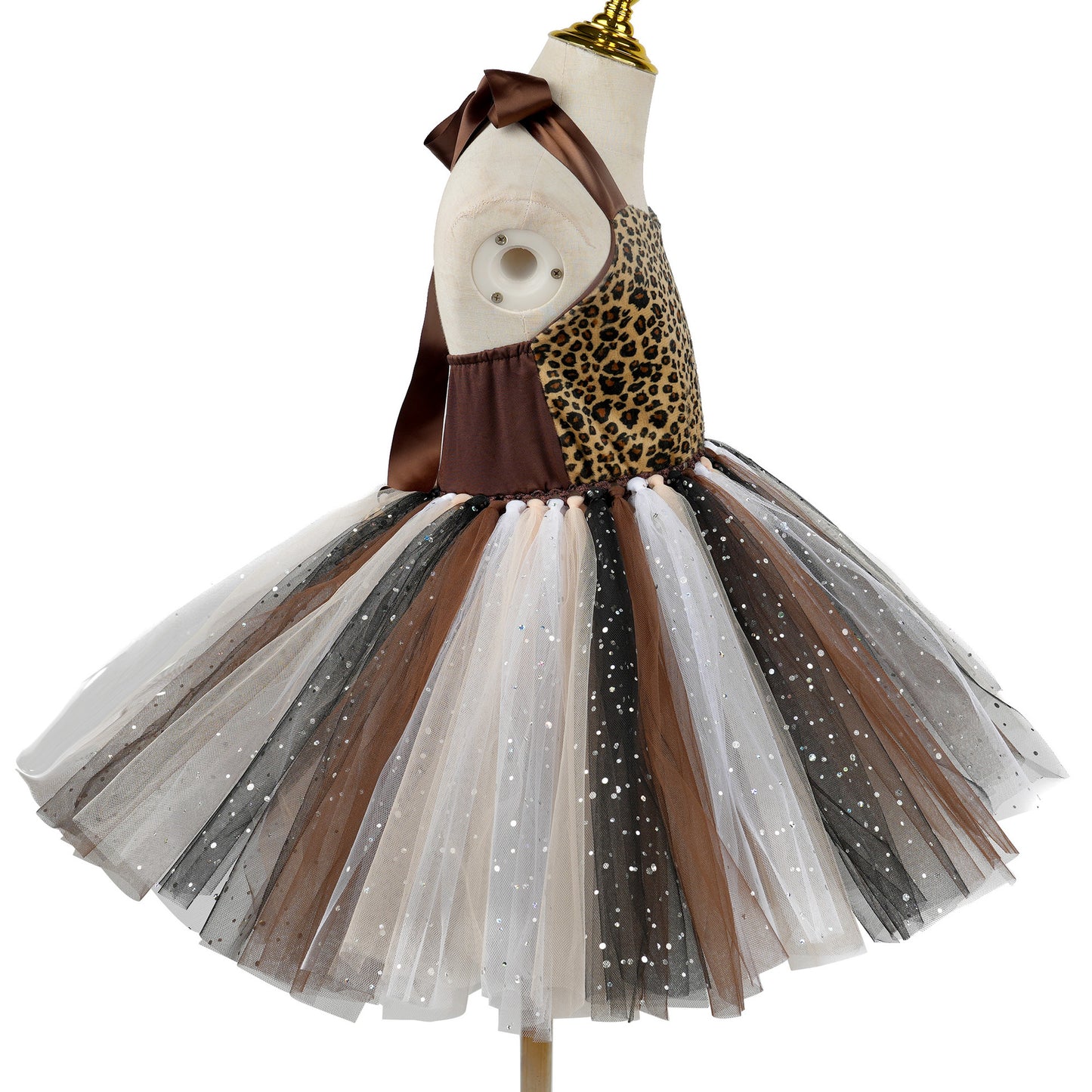 Leopard Animal Cosplay Costume Mesh Halloween Party Kids' Skirt