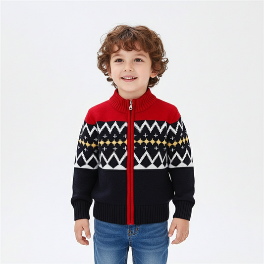 Boy's Cardigan Sweater | Long Sleeve Cotton Knit 3–8 Years – USA & Worldwide