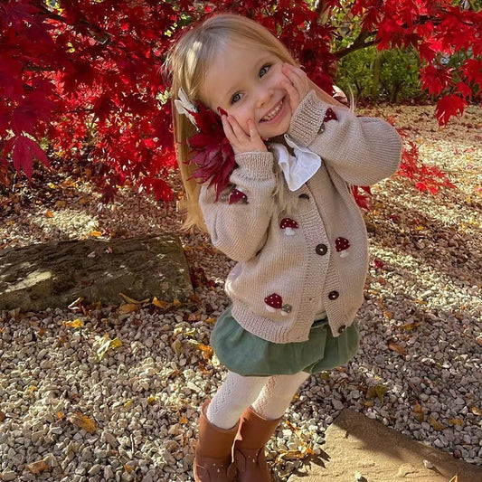 Hand Embroidered Mushroom Knitted Cardigan