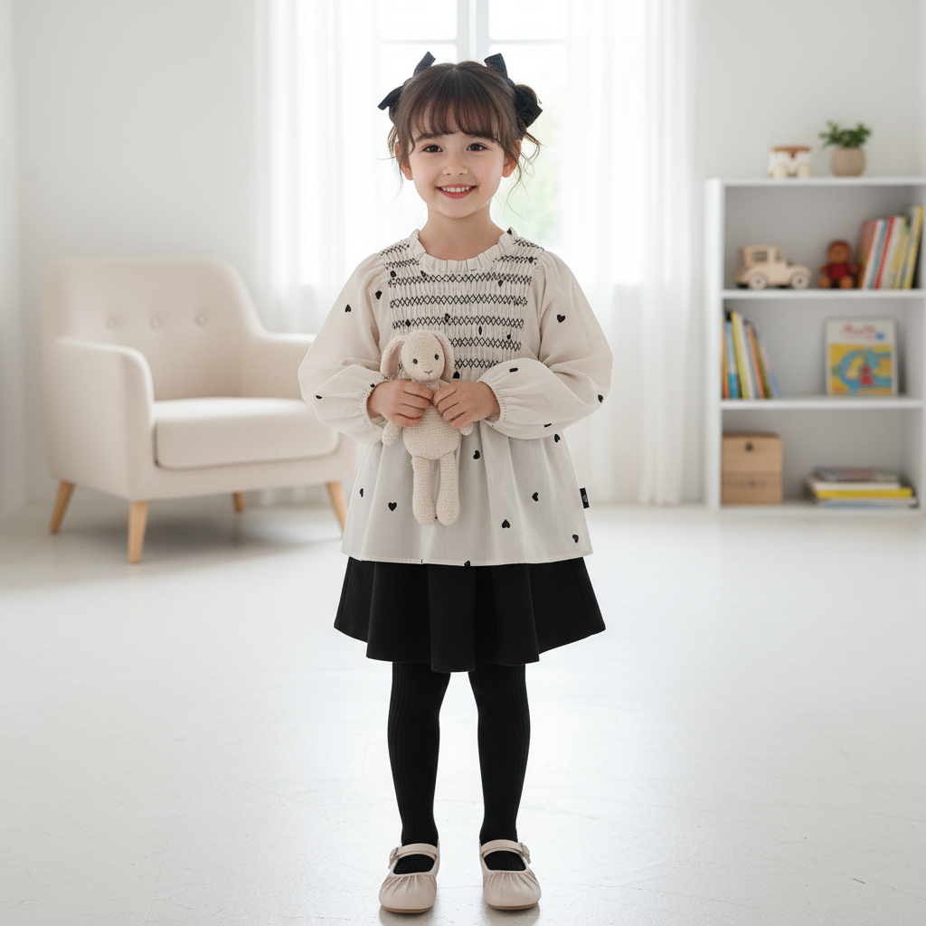 girls casual long sleeve tee love print cotton 3‑8 years