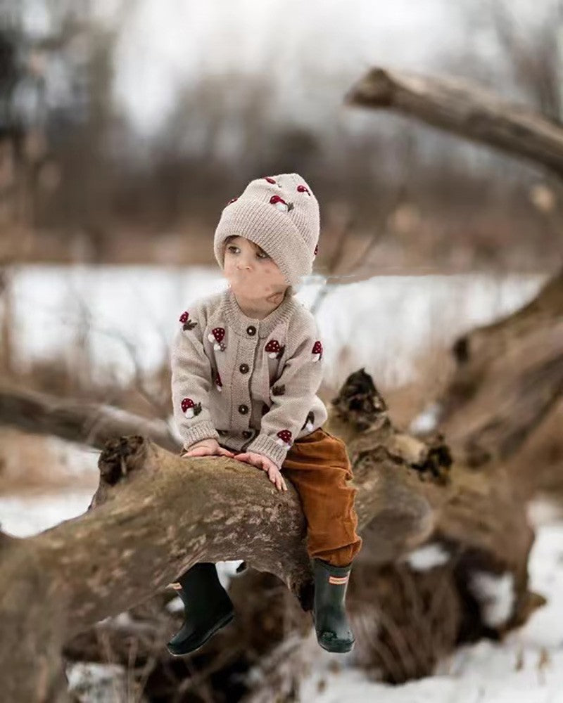 Hand Embroidered Mushroom Knitted Cardigan