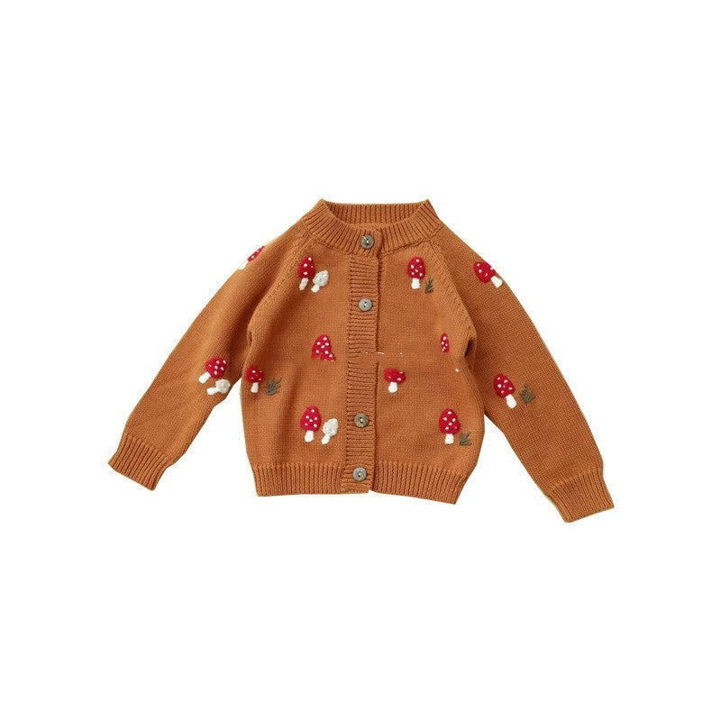 Hand Embroidered Mushroom Knitted Cardigan