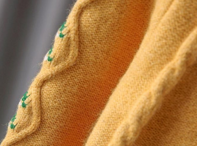Girl’s Knitted Sweater – Soft Rabbit Fur Pullover with Flower Pattern