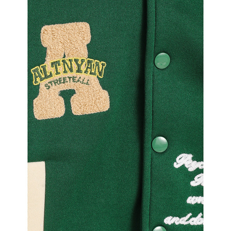 Trendy Embroidery Letters Print Jacket Baseball Collar Sports Children's Wear