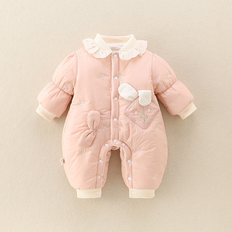 Cute Thick Baby Jumpsuit for Girls – Warm Winter Romper Outfit