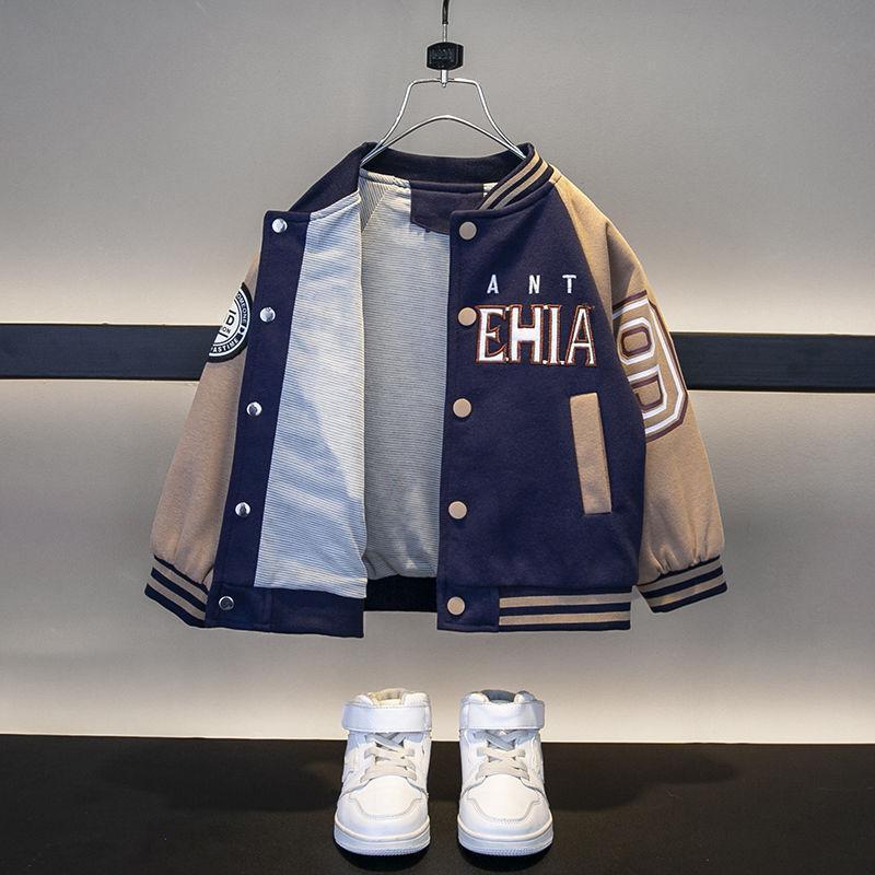 Toddler Boys Varsity Jacket – Stylish Letterman Coat with Embroidered Patch Design