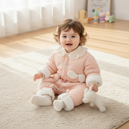Cute Thick Baby Jumpsuit for Girls – Warm Winter Romper Outfit